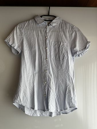 H&M Damen Bluse kurzarm hellblau Grösse 34