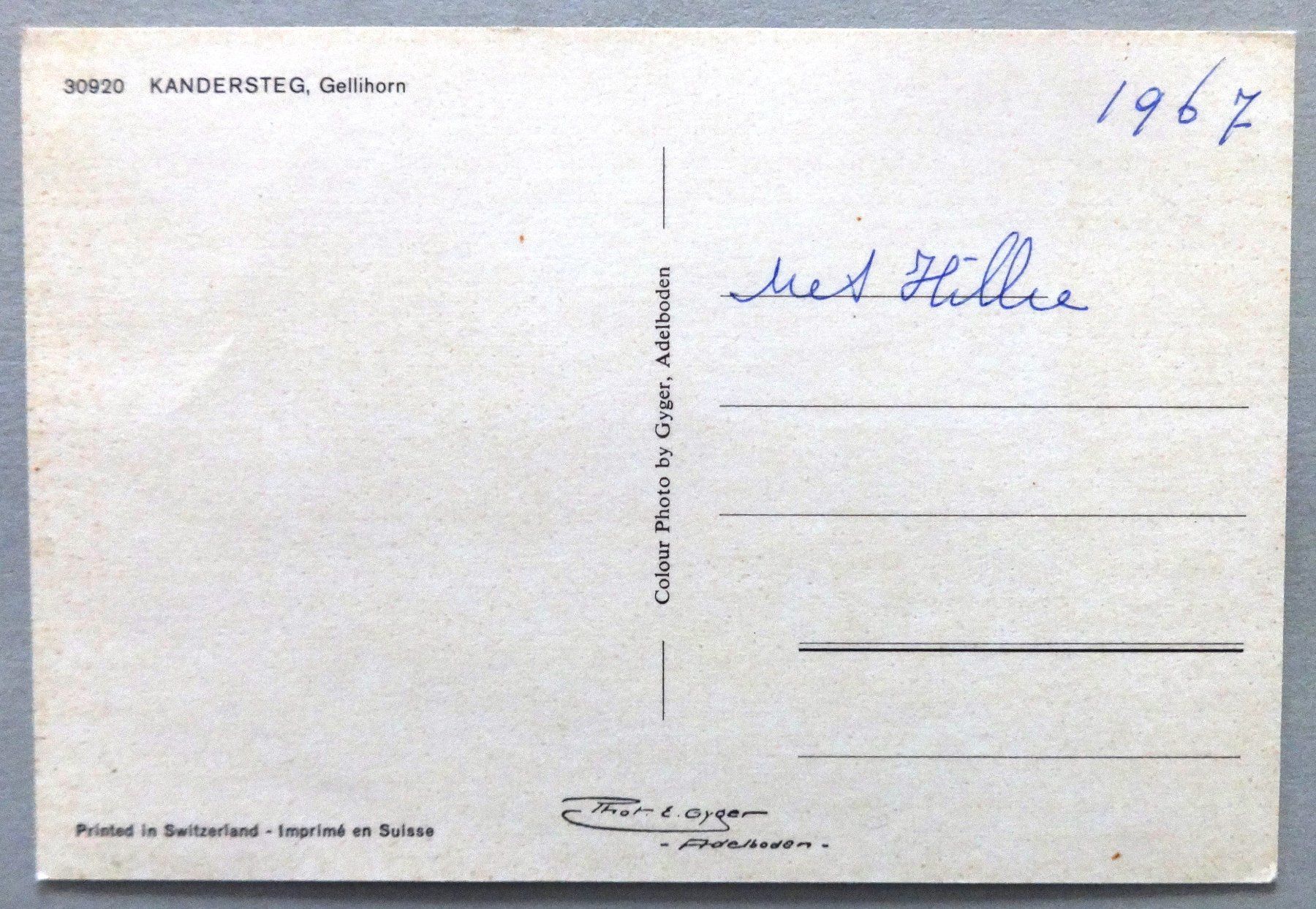 Cartoline postali: Kandersteg, Gellihorn – Usato da Fétigny venduto da Billy2miny 1