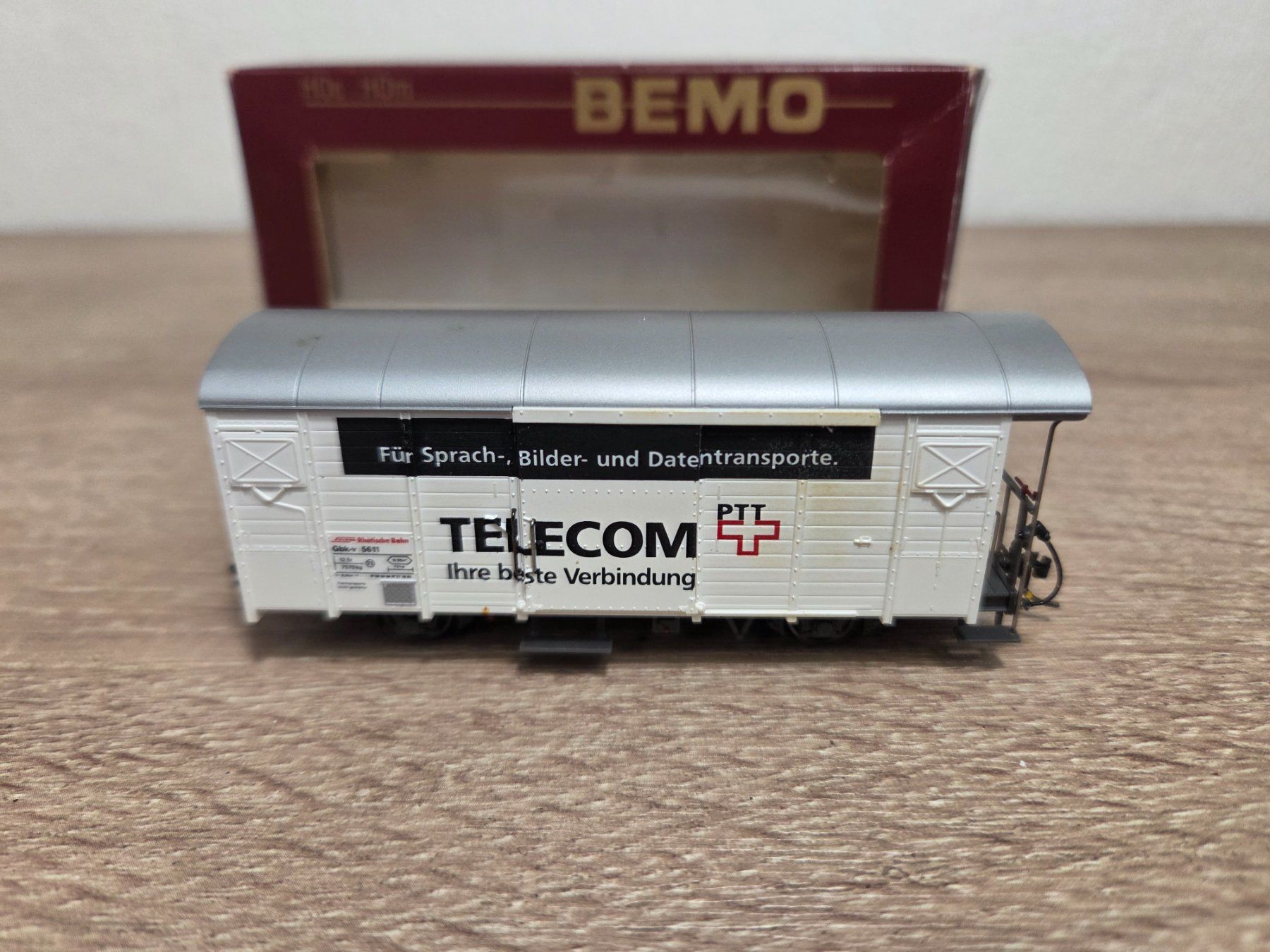 Bemo Modelleisenbahnen: Bemo 2283.131 Güterwagen Telecom PTT H0m – Gebraucht aus St-Aubin-Sauges von Lo_Go