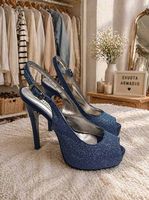 Sandali glitter blu tacco alto con plateau  N.35  Nuovi