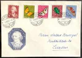 1957 Pro Juventute /Ilustr.  R- Satzbrief Basel - Luzern