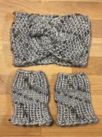 Twist-Stirnband & Pulswärmer - handgestrickt - im Set -NEU
