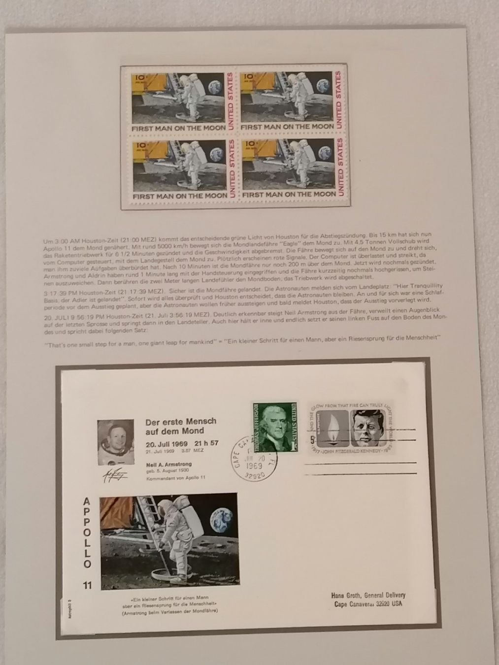 Tutti i francobolli: Apollo 11 + 12 Briefe / Briefmarken mit Startdatums Stempel – Usato da Wangen an der Aare venduto da Ute 3