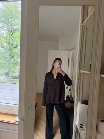 Massimo Dutti Brown Satin Hemd M