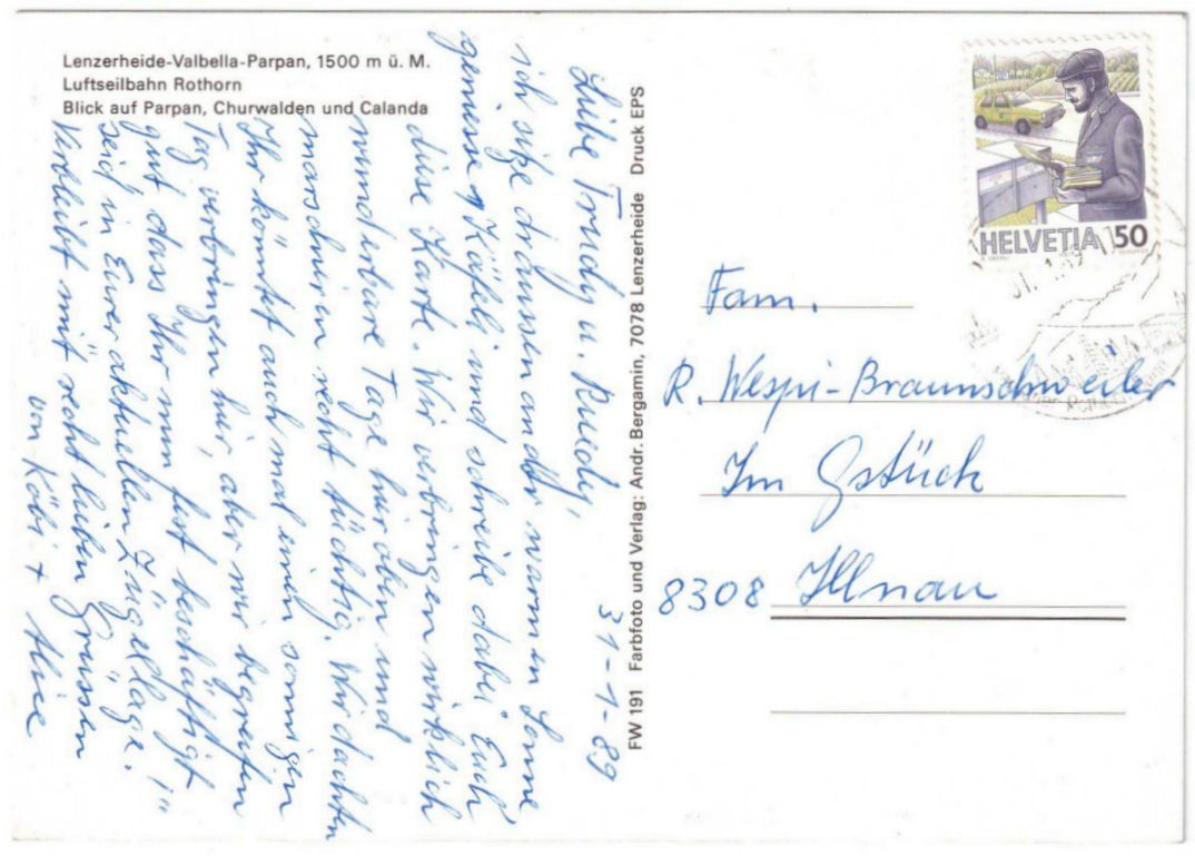Cartoline postali: Lenzerheide - Luftseilbahn Rothorn – Usato da Binningen venduto da Mountainrider 1