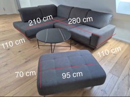 Gemütliches Ecksofa, grau, mit Hocker, Top Zustand