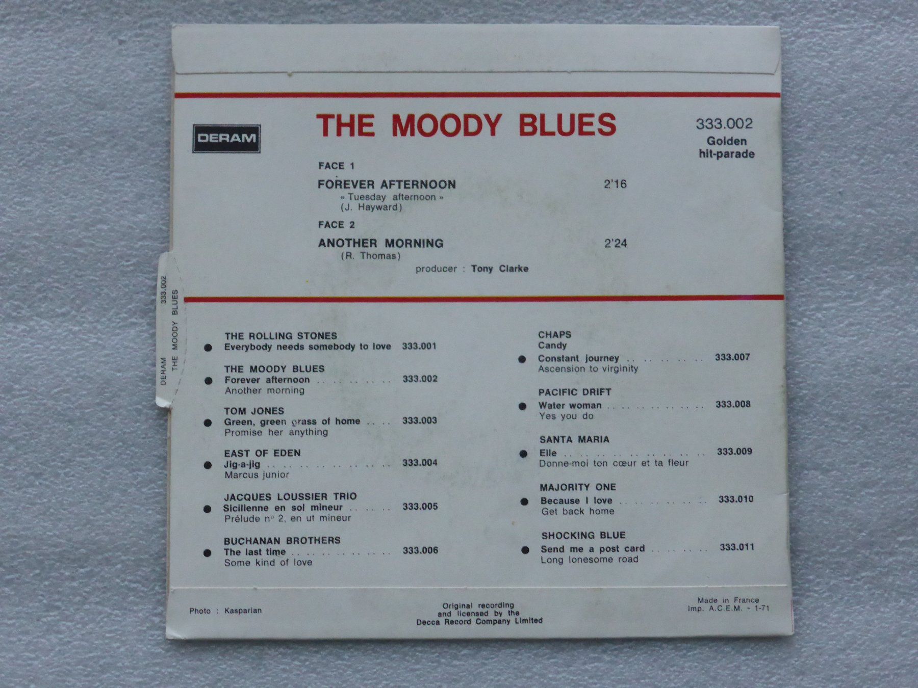 Dischi in vinile: Vinyl Single   THE MOODY BLUES – Usato da Küssnacht am Rigi venduto da Mondkinder 3