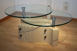Designklassiker-Couchtisch mit 2 drehbaren Glasplatten