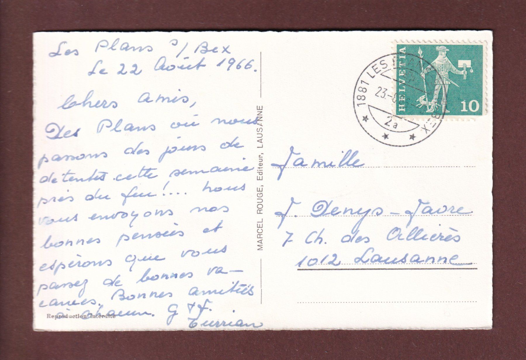 Cartoline postali: GRYON et Les Diablerets - 1966 – Usato da Pully venduto da nicecards 1