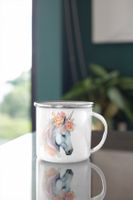 Einhorn Emaille Tasse Kaffee Tee NEU