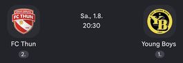 2 Stehplatz Tickets Thun vs Yb am 1.8.26
