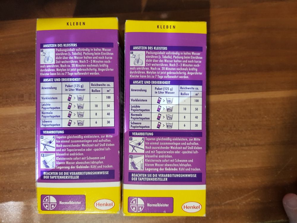 Metylan Normal Kleister für Papiertapeten, 2 Packungen 125g (Neu und ...