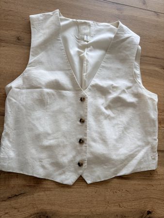 Weste H&M cremefarben Grösse S Leinen-Mix