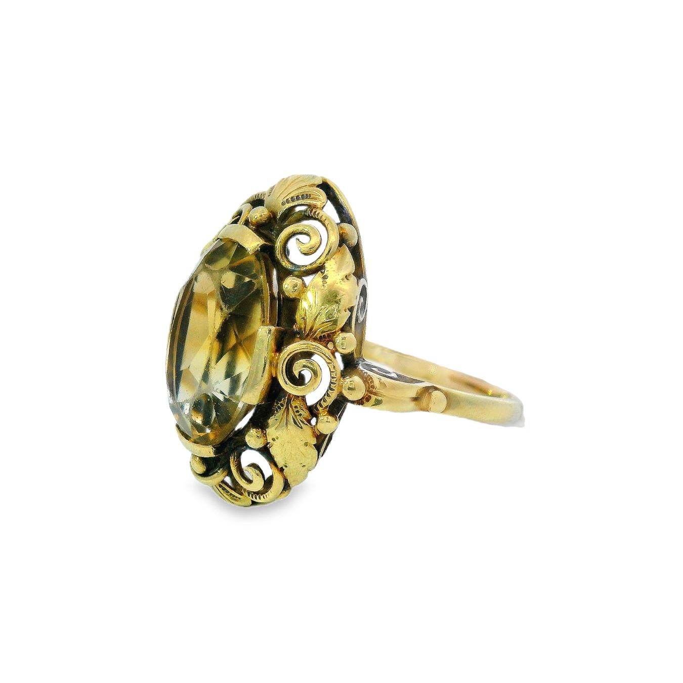 Anelli: Antik 14k 585 Gold Citrin Statement Ring – Usato da Embrach venduto da estzeh1 4