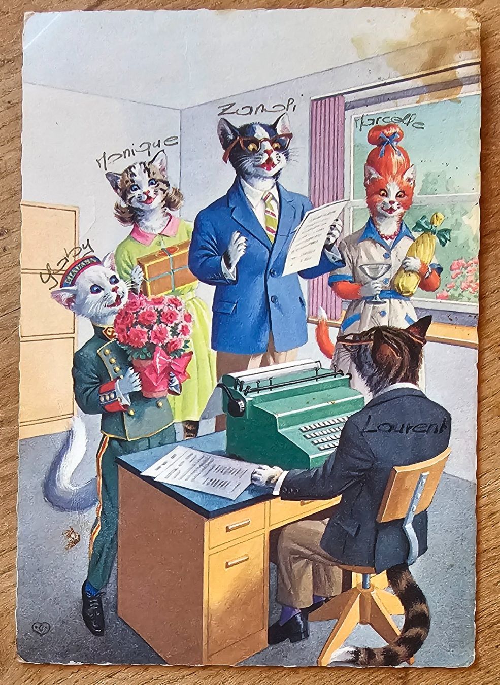 Cartoline postali: AK chats habillés – Usato da Les Valettes venduto da Nuba1