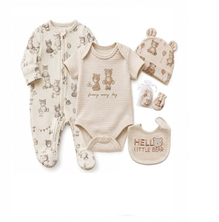 NEU- Baby Erstausstattung 5-teilig 100% Baumwolle 0-3M