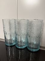 Lot de 3 grands verres Coca-Cola vintage – verre relief bleu