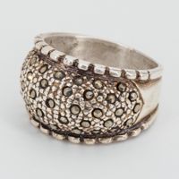 Vintage Silberring mit Markasiten; Breiter Bandring
