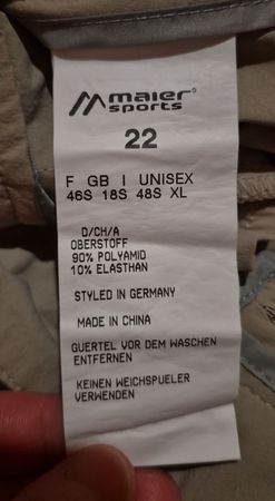 Maier Sports Hose, Grösse XL, Unisex, ideal für Wanderungen