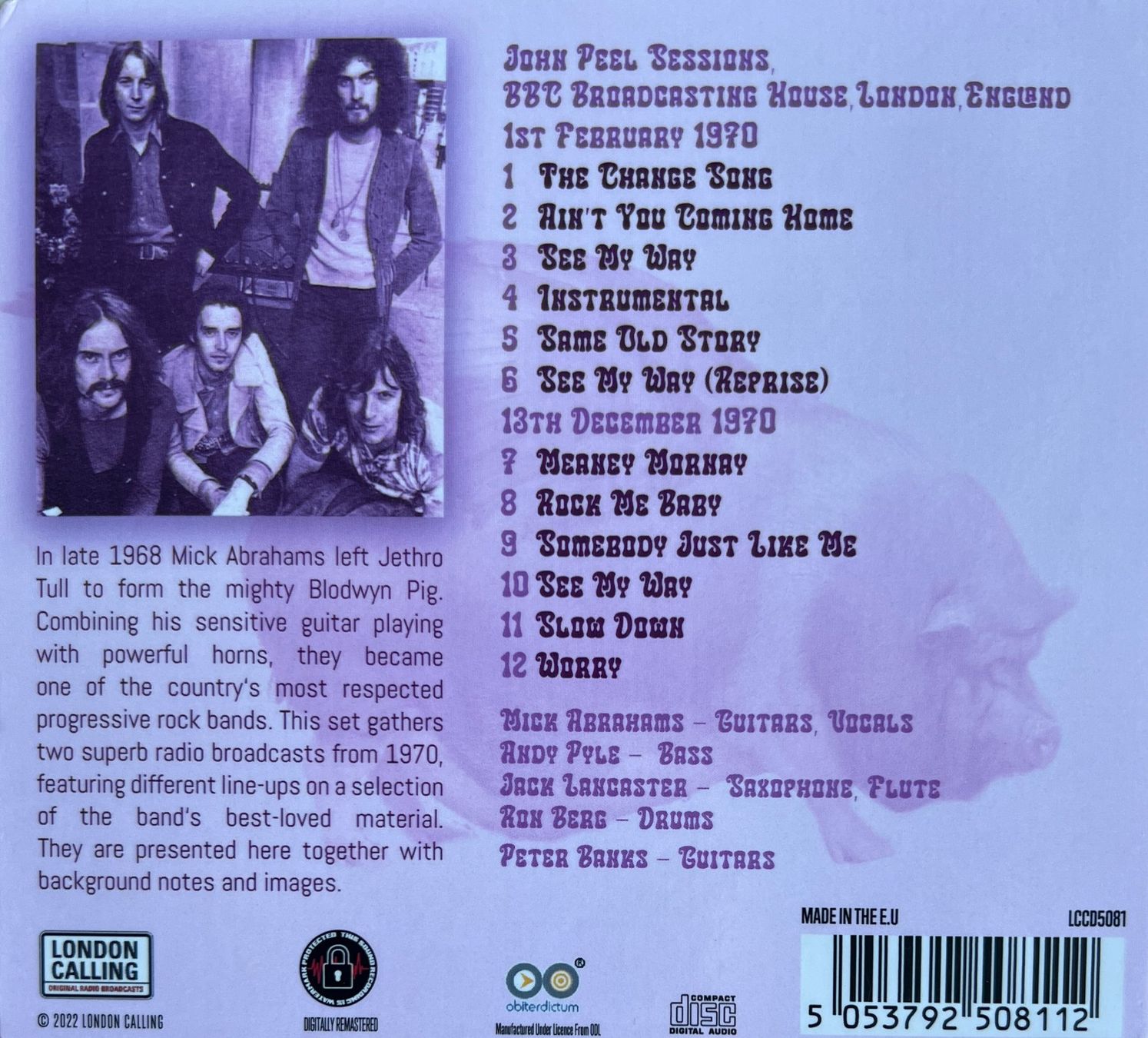 CD: BLODWYN PIG / The Live Sessions – Usato da Bischofszell venduto da kustavi 1
