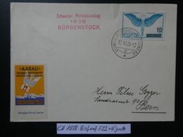 CH 1938 Nr. F22 und Vignette Briefmarkenausstellung Aarau