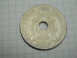 Belgien 25 Centime, 1913 Legende in niederländisch - "KONINK