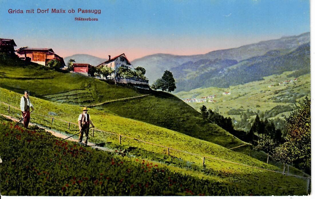 Cartoline postali: Grida mit Dorf Malix ob Passugg – Usato da Hochdorf venduto da Ziegel-16