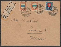 1923 : R-Brief mit Pro Juventute Nr. J20