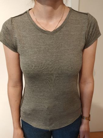 Damen T-Shirt oliv meliert kurzarm
