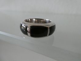 Silberring 925 mit Onyx, Gr. 50 /15.9mm