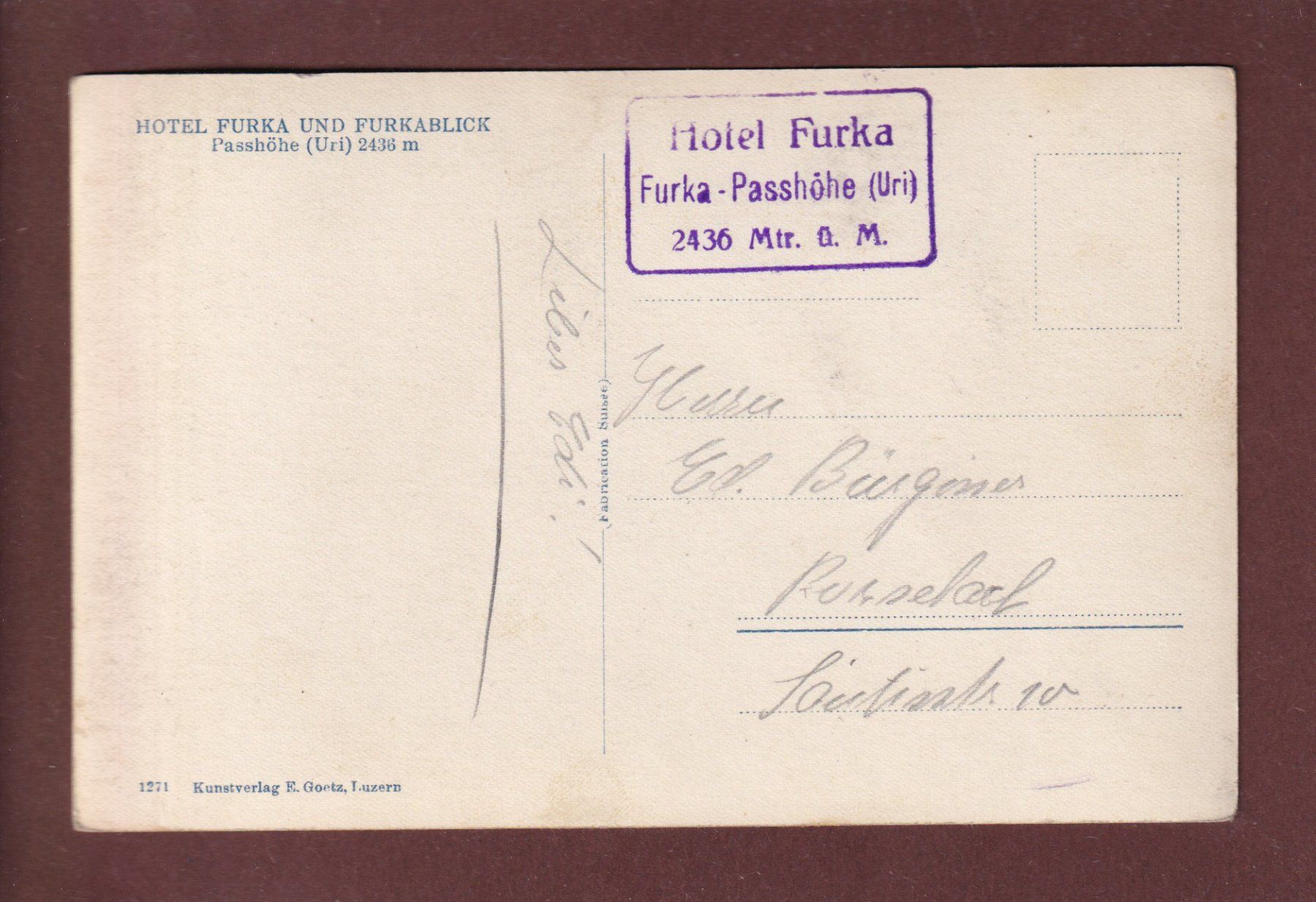Ansichtskarten: Hotel FURKA - Furkablick - Passhöhe – Gebraucht aus Pully von nicecards 1