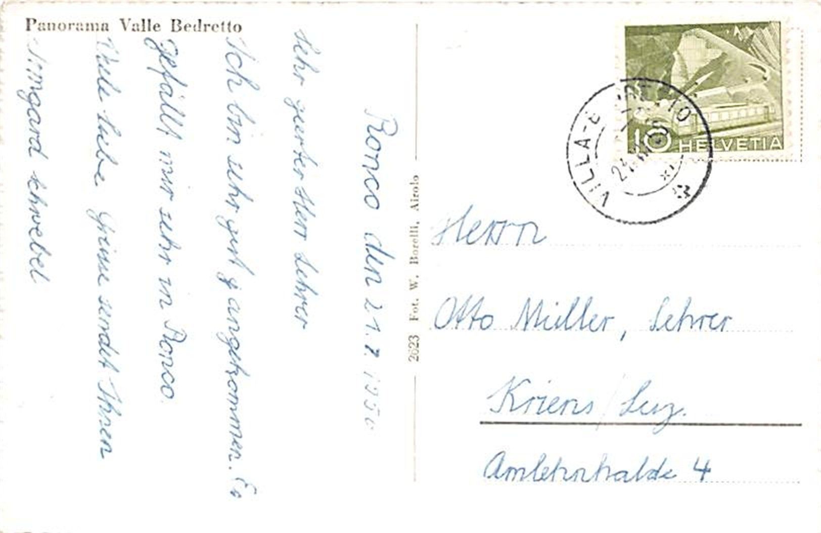 Ansichtskarten: Bedretto, Ronco, Villa – Gebraucht aus Ottikon b.Kemptth. von Neptun1974 1