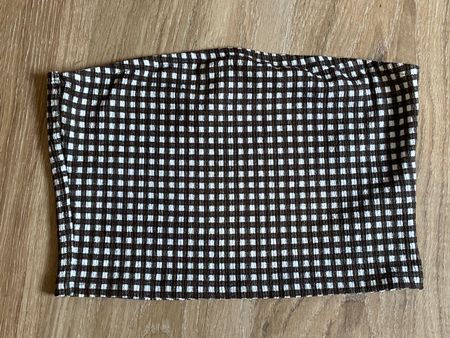 Top bandeau marron/blanc à carreaux ONLY, t.M/38