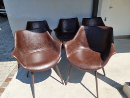 Esszimmerstühle braun Kunstleder 5er Set, Leder