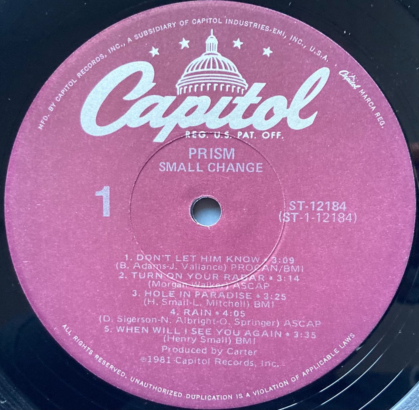 Dischi in vinile: PRISM - SMALL CHANGE – Usato da Poliez-Pittet venduto da Newtown-Records 3