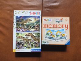 Puzzle Clementoni 2x60 Dinosaurier und Memory Ravensburger
