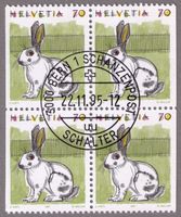 1995_791H3_Markenheft Kaninchen_VIERERBLOCK teilUNgezähnt_ET