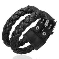 Lederarmband geflochten 2-reihig schwarz