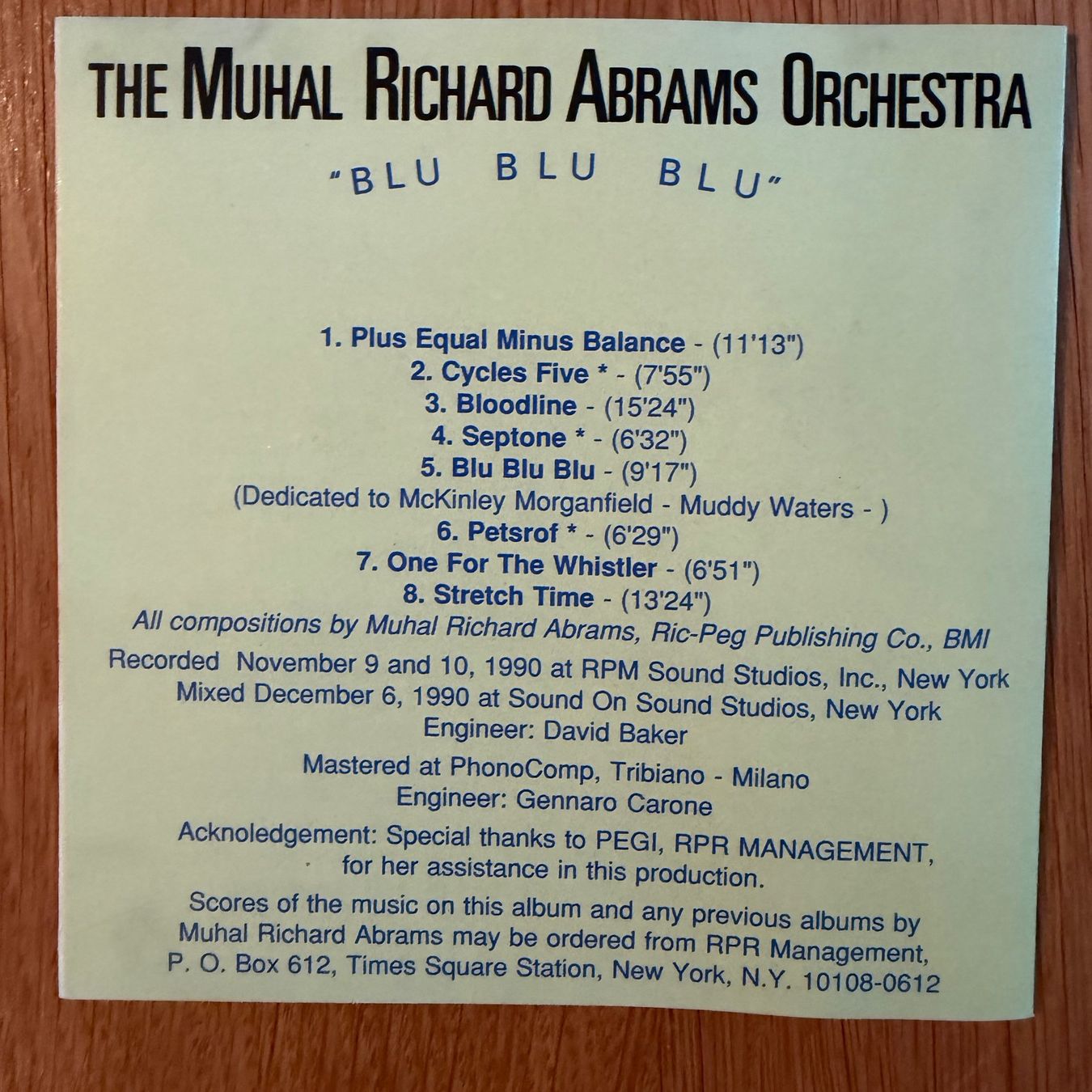 CD: Muhal Abrams Orchestra (CD Black Saint) w. David Fiuczynski – Usato da Zug venduto da Mirare9 1
