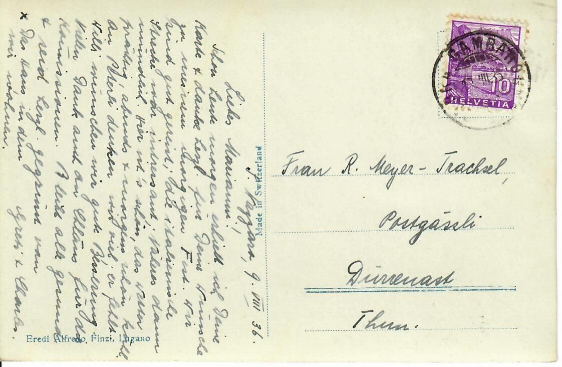 Cartoline postali: Saluti da S. Nazzaro 1936 – Usato da Hochdorf venduto da Ziegel-16 1
