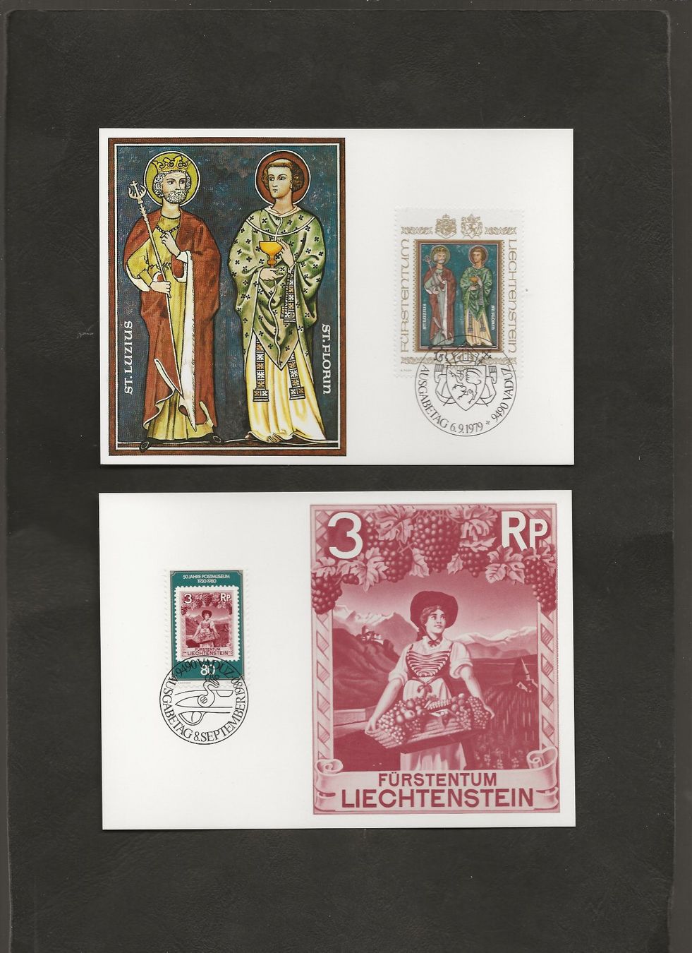 Tutti i francobolli: 2 Maximumkarten Liechtenstein 1979 und 1980 – Usato da Au ZH venduto da xelagreb01