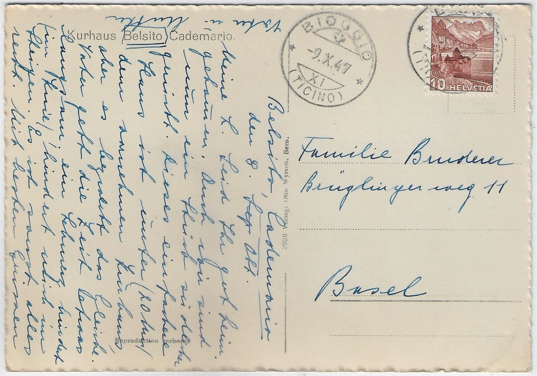 Cartoline postali: Kurhaus Belsito - Cademario – Usato da Ettingen venduto da Kartenplanet 1