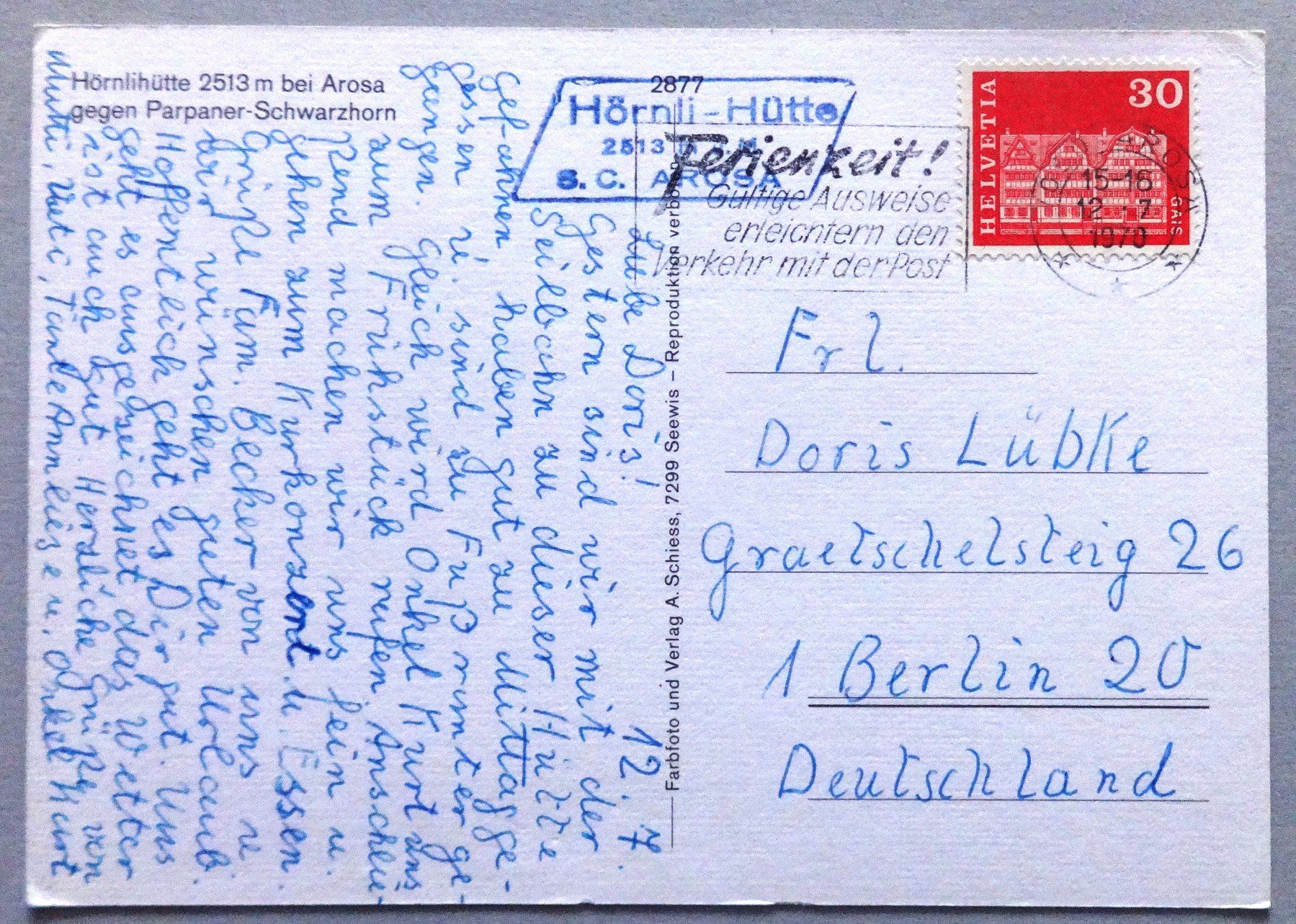 Cartoline postali: Hörnlihütte, 2513 m, bei Arosa – Difettoso da Fétigny venduto da Billy2miny 1