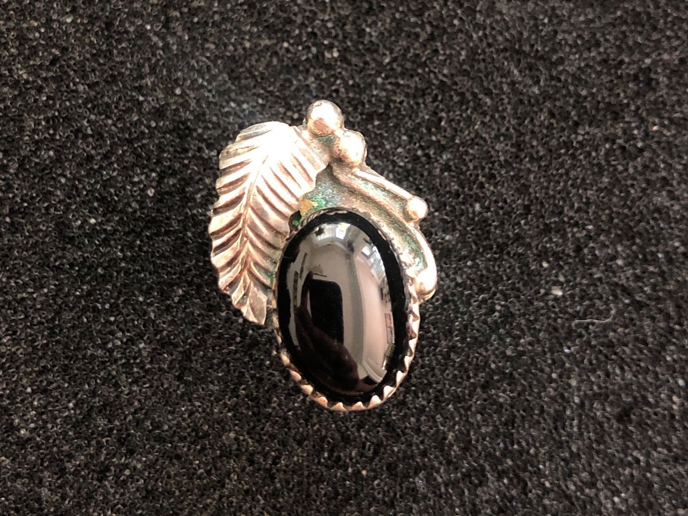 Onyx Ringe: Silberring mit Onyx & Blatt Motiv – Gebraucht aus Adliswil von Tito088 1