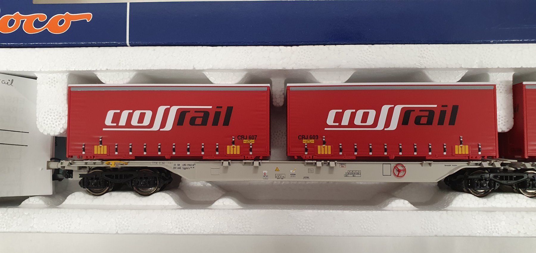 Roco 66566 Sggmrs Doppeltragwagen mit 4 Container crossrail (Neu und ...