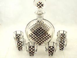 Service à liqueur cristal czech art deco dekanter set