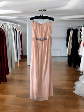 Elegantes Zara Abendkleid, Gr. S, Rosé, mit Strass-Detail
