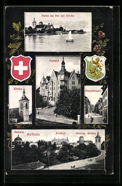 Ansichtskarten: Arbon, Partie am See mit Kirche, Posthof – Gebraucht aus Berlin von bartko-reher