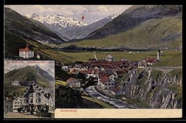 Andermatt, Ortsansicht und Hotel Fedier,