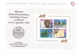 Block Helvetia 90, Genève auf Ausstellungsdokument